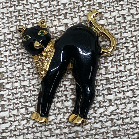 Vintage trifari black cat with emerald eyes - Picture 3 of 5